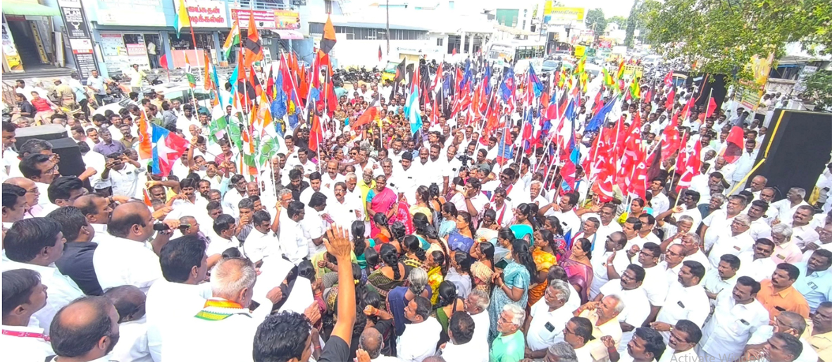 வாக்காளர் பட்டியல் சிறப்பு தீவிர திருத்தத்திற்கு எதிர்ப்பு திமுக கூட்டணி கட்சிகள் கண்டன ஆர்ப்பாட்டம்