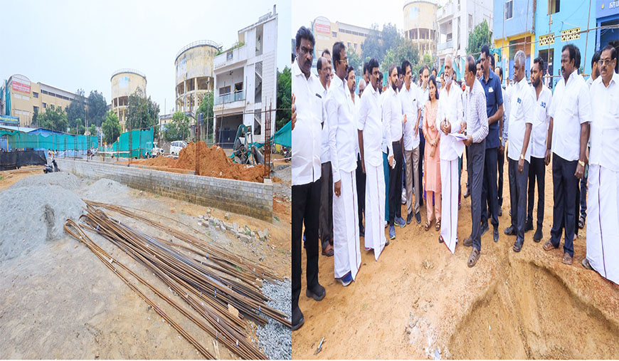 விளையாட்டு மைதான பணிகள்: அமைச்சர் ஆய்வு