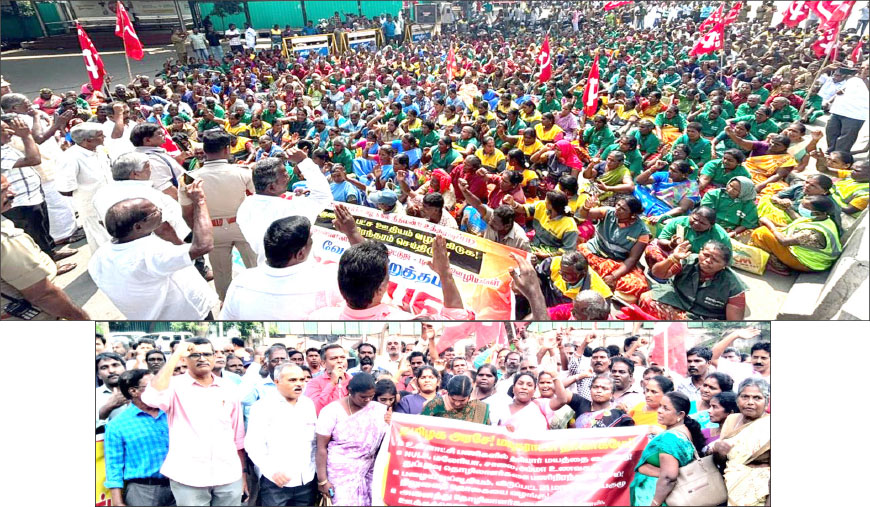 தூய்மைப் பணிகள் தனியார்மயத்தை ரத்து செய்ய கோரிக்கை உள்ளாட்சித் துறை ஊழியர்கள் வேலைநிறுத்தம் - மறியல்!