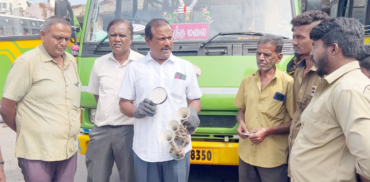 ஏர் ஹாரன்கள் பறிமுதல் தனியார் பேருந்துகளுக்கு அபராதம்