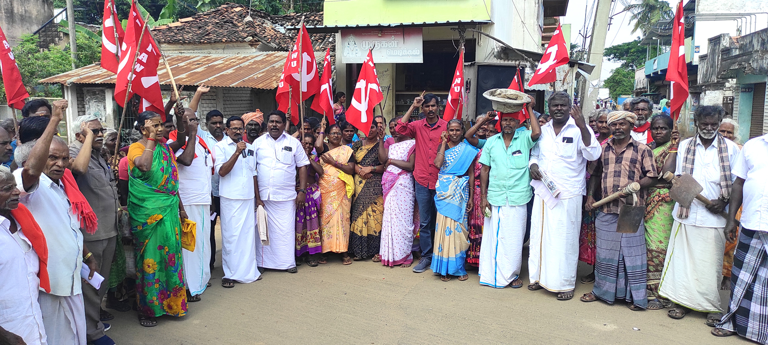 திருப்புறம்பியத்தில் அகில இந்திய விவசாயத் தொழிலாளர் சங்கம் ஆர்ப்பாட்டம்