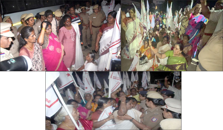 திருப்பரங்குன்றத்தின் மத நல்லிணக்கப் பாரம்பரியத்தைப் பாதுகாப்போம்! மாதர் சங்கம் பிரச்சார நடைபயணம்; போலீஸ் அனுமதி மறுப்பு - கைது!