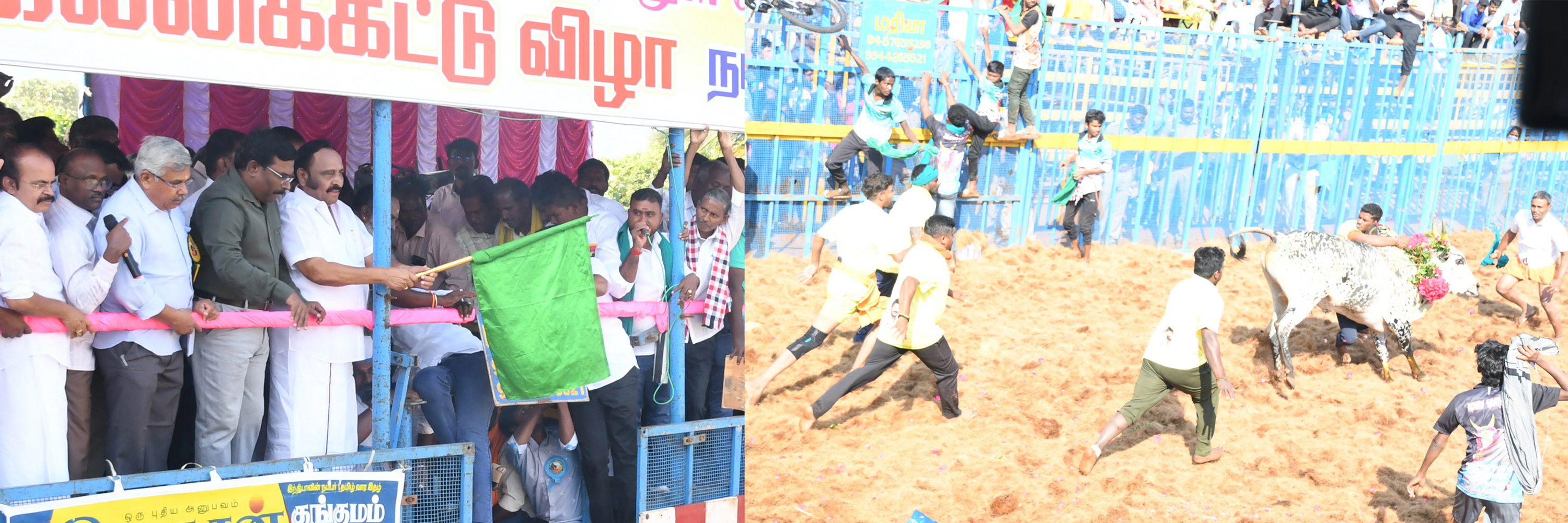 கைக்காட்டி, கூலமேட்டில் ஜல்லிக்கட்டு: சீறிப்பாய்ந்த காளைகள்!