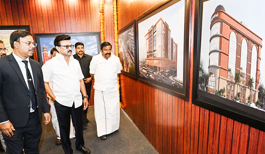 அதிநவீன பிராட்வே பேருந்து நிலையம் முதல்வர் மு.க.ஸ்டாலின் அடிக்கல் நாட்டினார்