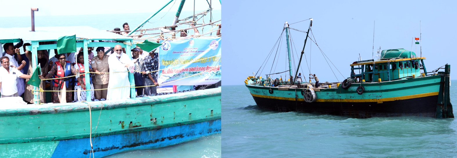 கோட்டைப்பட்டினம் கடல் பகுதியில் செயற்கை பவளப் பாறைகள் நிறுவும் பணி