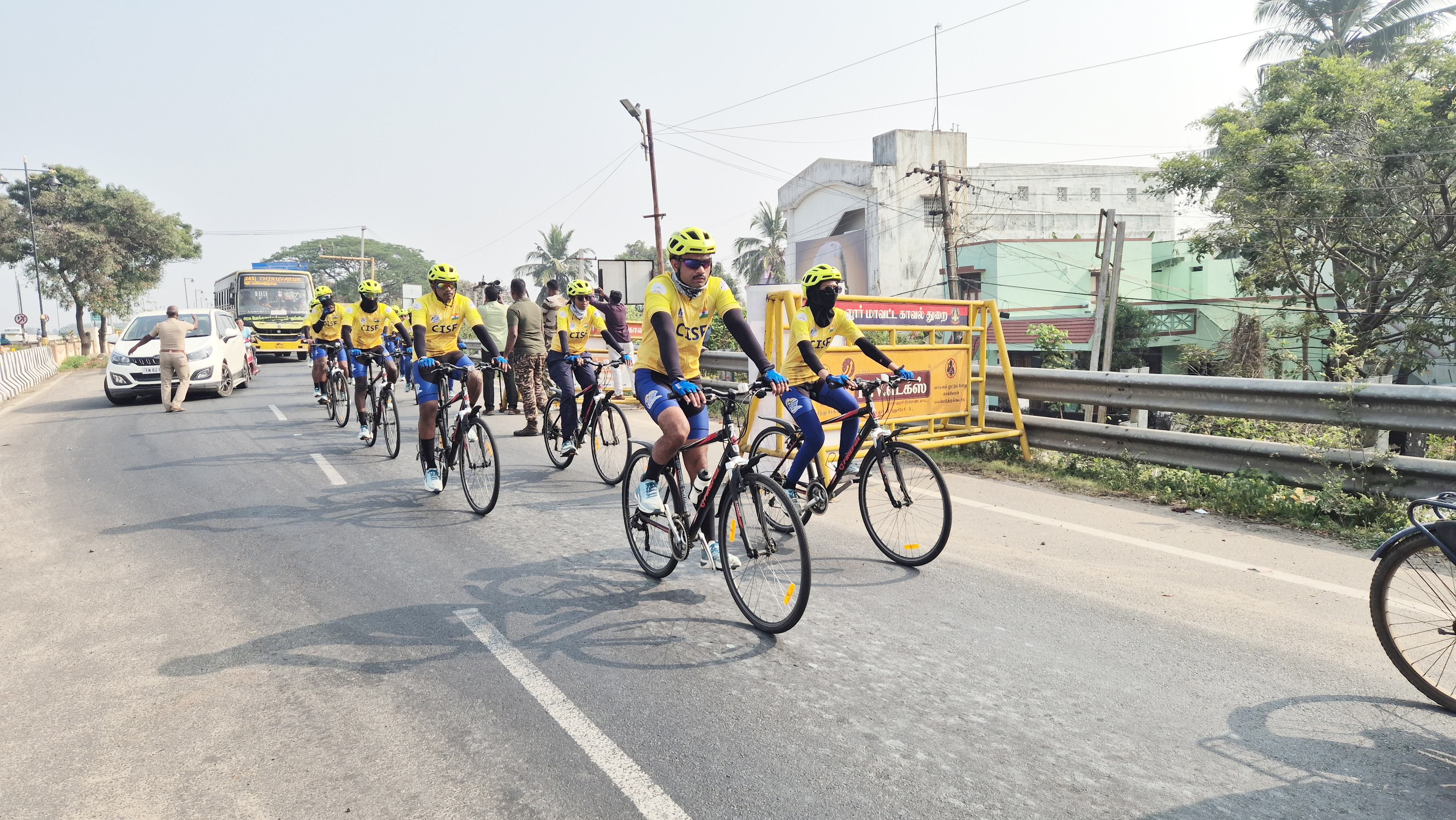 மத்திய தொழில் பாதுகாப்புப் படை சைக்கிள் பேரணிக்கு வரவேற்பு