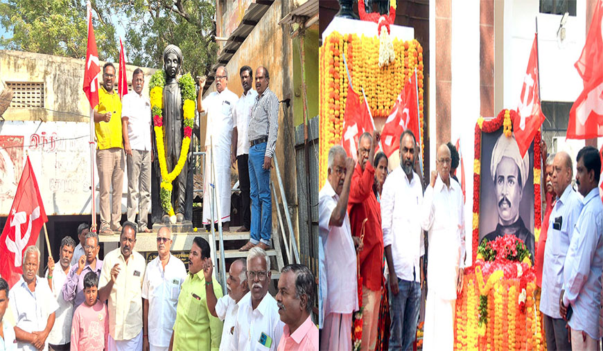 சிங்காரவேலரின் சிலைக்கு சிபிஎம் தலைவர்கள் மலரஞ்சலி