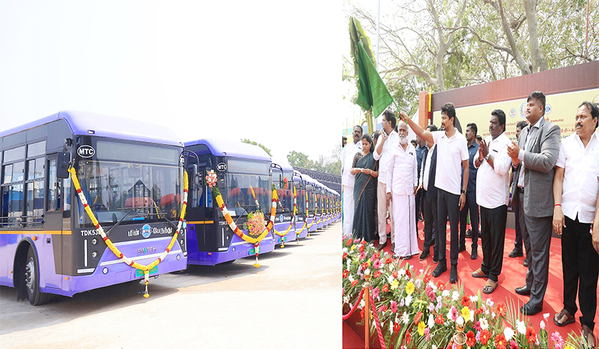 தண்டையார் பேட்டையில் மின்சார பேருந்து பணிமனை திறப்பு