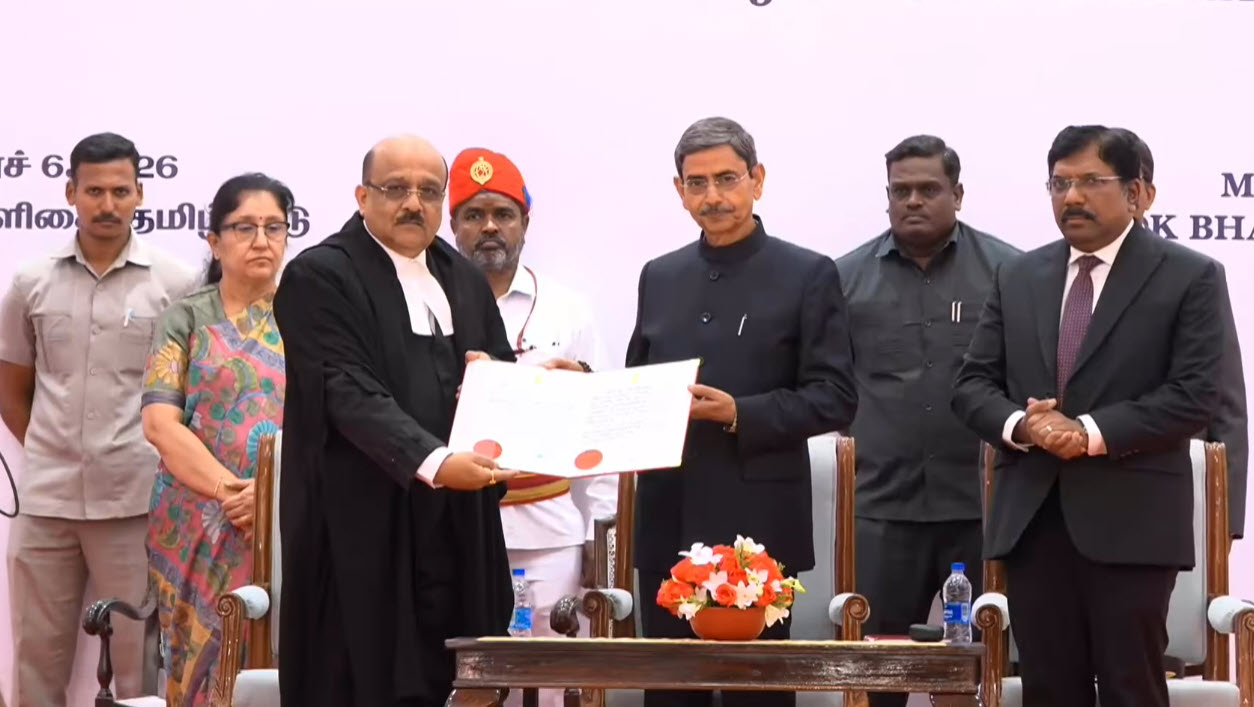 சென்னை உயர்நீதிமன்ற தலைமை நீதிபதியாக அரவிந்த் தர்மாதிகாரி பொறுப்பேற்பு!
