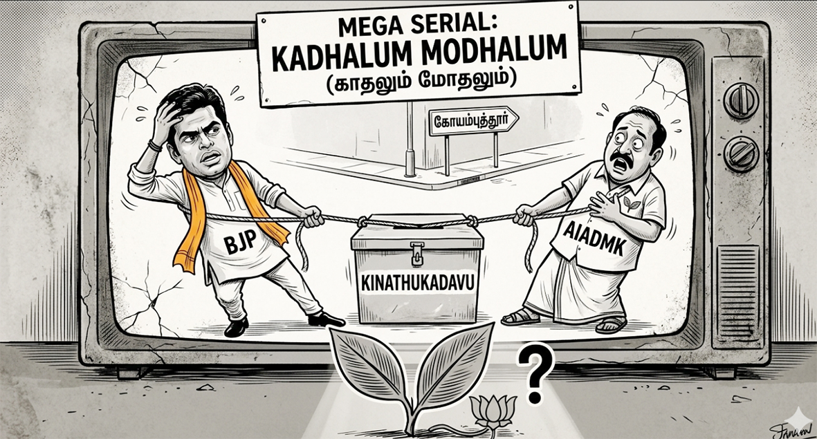 பங்கீடு முடிஞ்சாச்சு... ஆனா பங்கு பிரியல! இலை மேல் அமர்ந்து உள்ளடி பார்க்கும் தாமரை!