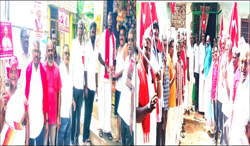 புதுச்சேரியில் சிபிஎம் வேட்பாளர்கள் வீடு வீடாக வாக்கு சேகரிப்பு