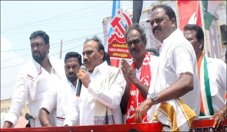 தமிழ் மொழி, கலாச்சாரத்தை பாதுகாக்க சிபிஎம் வேட்பாளரை தேர்ந்தெடுப்பீர்! திருவொற்றியூரில் ஆ.ராசா பேச்சு