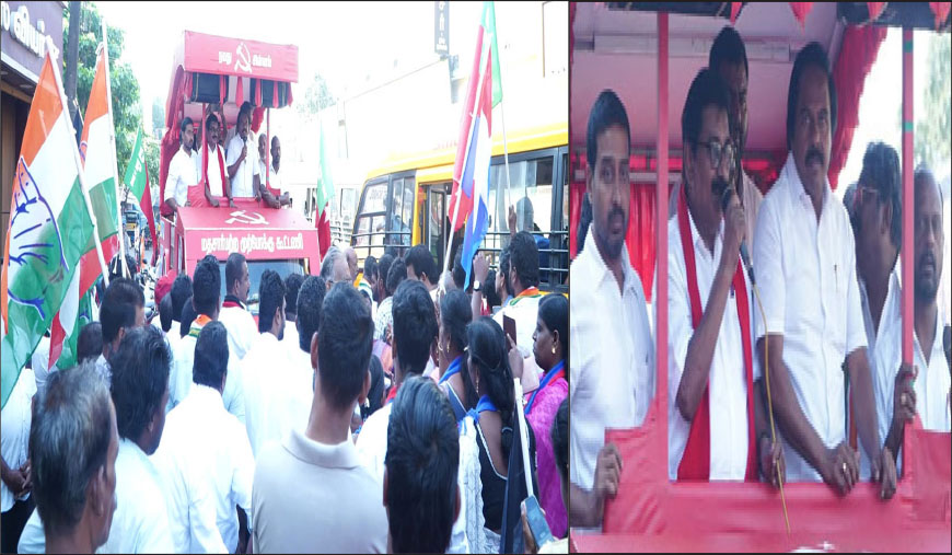 பத்மநாபபுரம் சட்டமன்றத் தொகுதி சிபிஎம் வேட்பாளர் ஆர்.செல்லசுவாமி வாக்கு கேட்டு பிரச்சார சுற்றுப் பயணம் அமைச்சர் த.மனோ தங்கராஜ் துவக்கி வைத்தார்