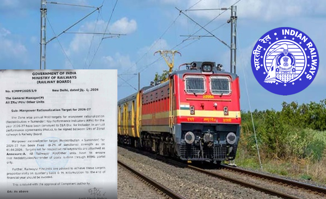 இந்திய ரயில்வேயில் 2% பணியாளர்களை குறைக்க ஒன்றிய அரசு உத்தரவு!