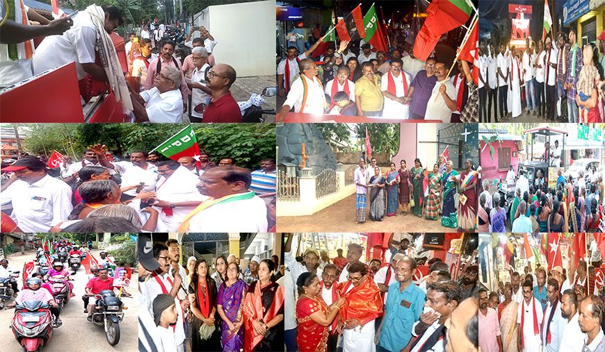 பேரூராட்சிகள், ஊராட்சிகளில் சிபிஎம் வேட்பாளர் ஆர்.செல்லசுவாமி வாக்குச் சேகரிப்பு
