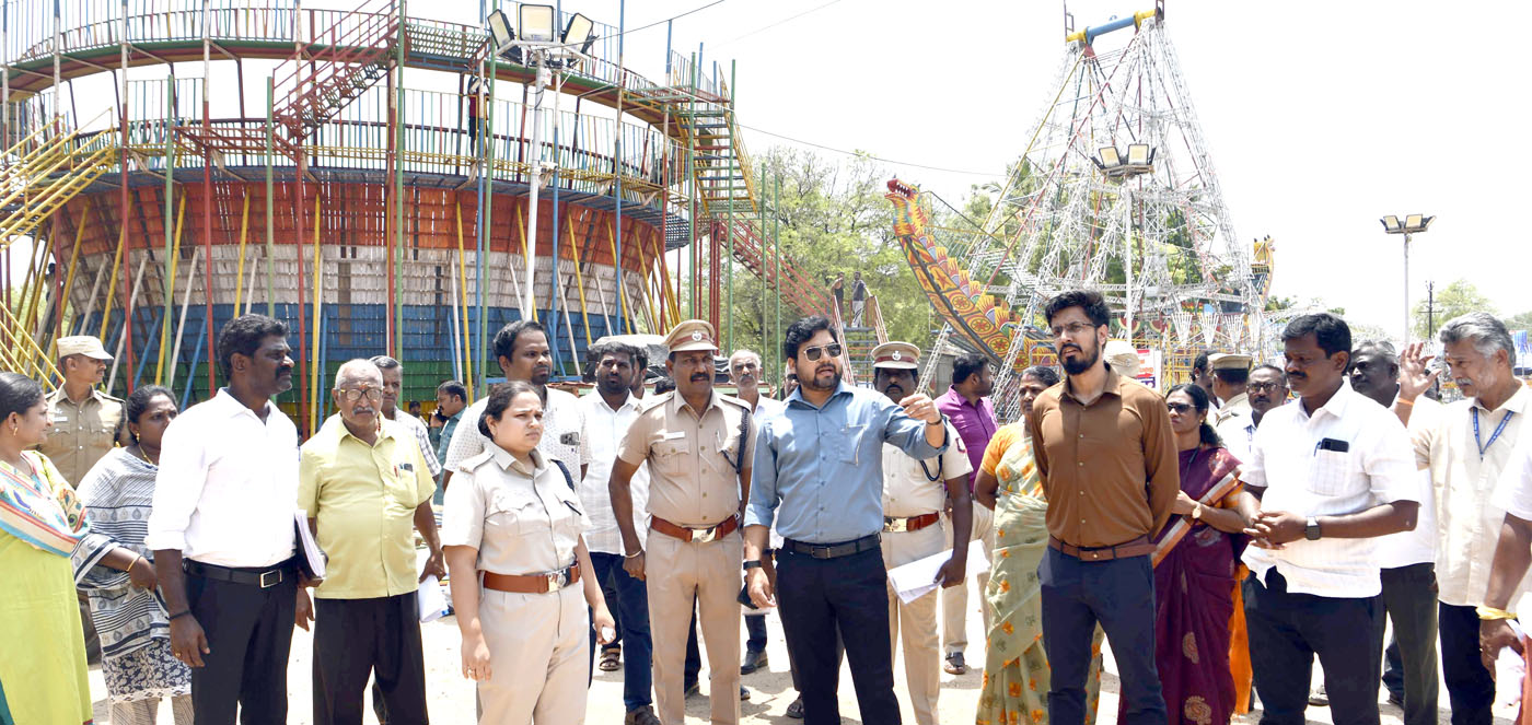 வீரபாண்டி கோவில் சித்திரை திருவிழா முன்னேற்பாடு பணிகள்; ஆட்சியர், எஸ்பி ஆய்வு