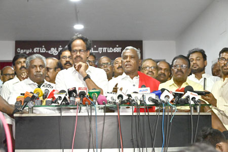 ஆளுநர் ஆட்சியை தடுக்க தவெகவுக்கு ஆதரவு: திமுகவுடன் உறவு தொடரும்! செய்தியாளர்களுக்கு பெ. சண்முகம், மு. வீரபாண்டியன் பேட்டி