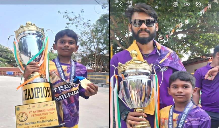 தேசிய அளவிலான ஸ்கேட்டிங் ஹாக்கி 2ஆவது முறை தங்கம் வென்று தஞ்சாவூர் மாணவர் சாதனை