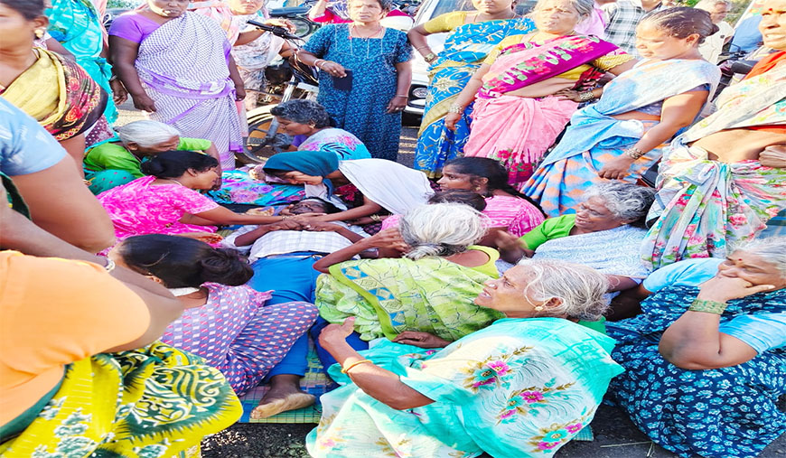 மின்சாரம் தாக்கி கூலி தொழிலாளி உயிரிழப்பு: பொதுமக்கள் சாலை மறியல்