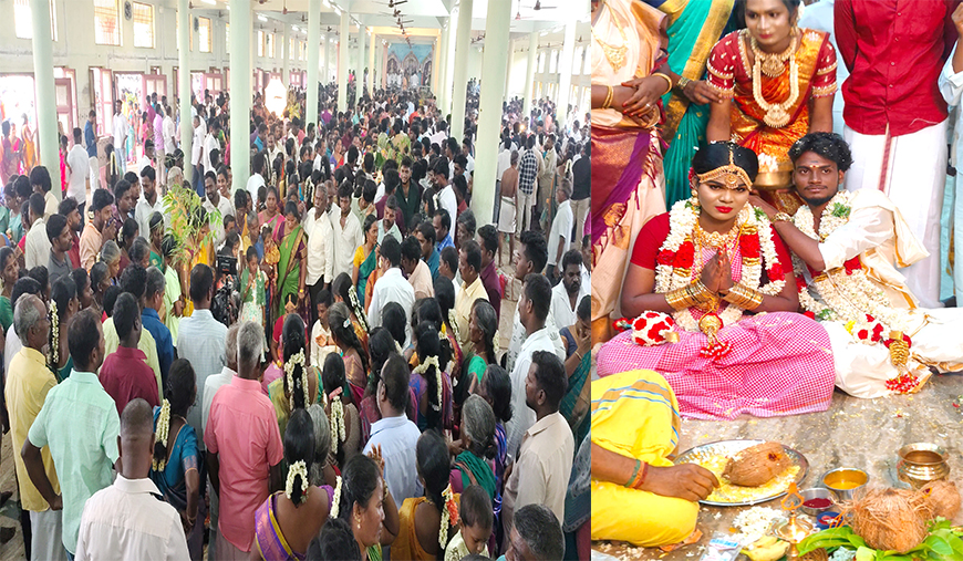 திருவந்திபுரத்தில் நூறு ஜோடிகளுக்கு திருமணம் திருநங்கையை கரம் பிடித்த அர்ச்சகர்
