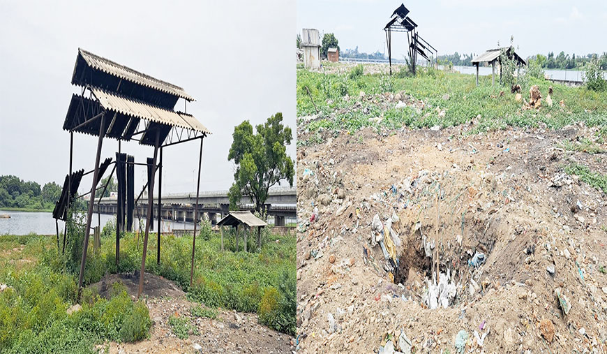 பராமரிப்பின்றி சீரழியும் பள்ளிபாளையம் பொது மயானம்