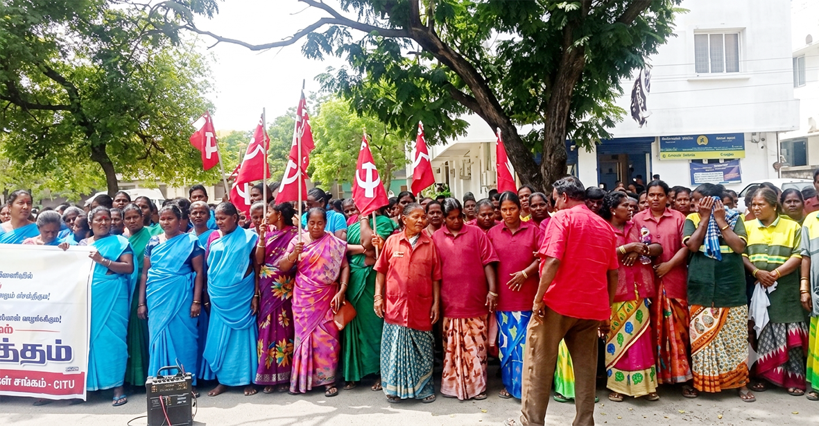 திருப்பூர் மாநகராட்சி, 6 நகராட்சிகளில் இடையூறுகளை மீறி சிஐடியு ஒப்பந்த ஊழியர்கள் வேலை நிறுத்தம் தொடங்கினர்